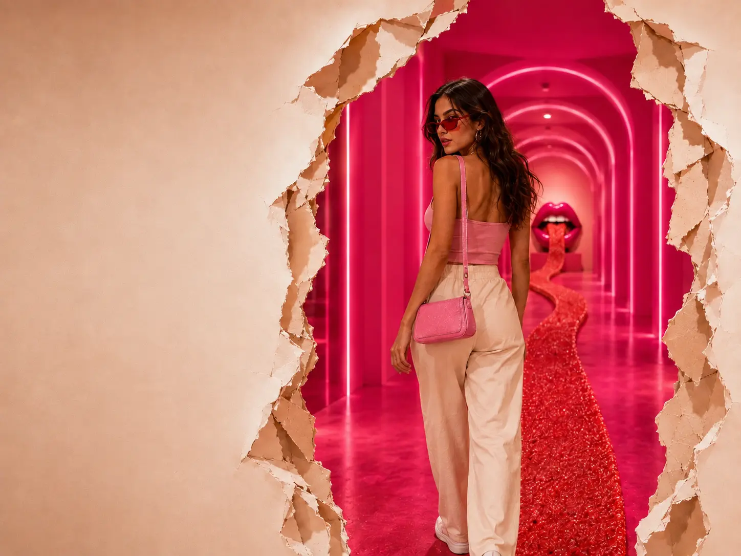 El portal Picoxo — corredor rosa